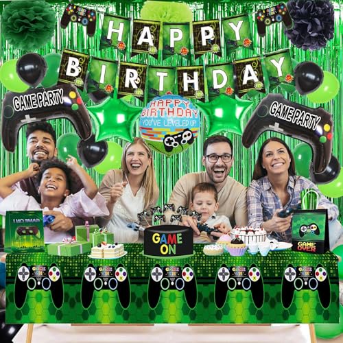 Jiayjinx PARTYHOUSE-10005 Video Game On Theme Birthday Party Decorations Set Happy Birthday Banner Balloons Tablecloth Foil Curtain Cake Toppers For Birthday Party, Boys Party, Family Party Supplies thumb #2