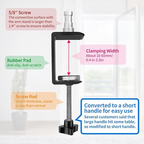 Miniatura 5 de HEMMOTOP Soporte de cámara superior, soporte de escritorio para brazo de cámara Carga máx. 6.6 libras, soporte flexible ajustable para cámara web