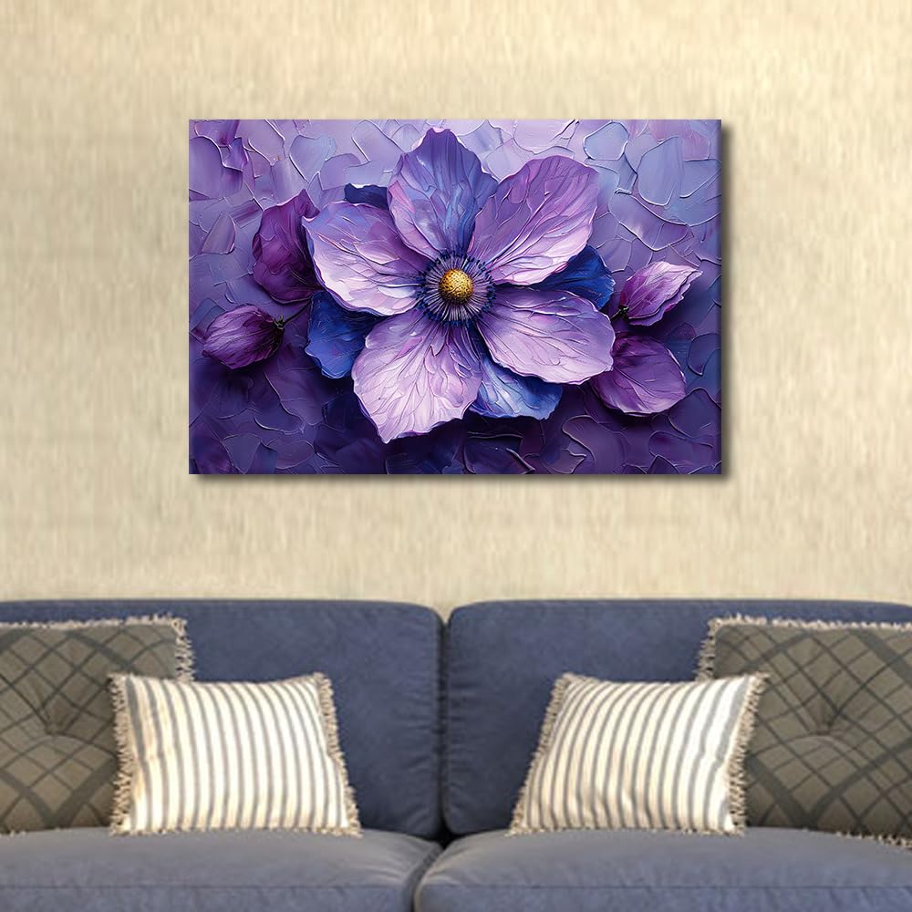 TISHIRON 1 Panel Canvas Print Art Elegant 3D Flower Posters Modern Wall Art for Bedroom Living Room Wall Decorative 3D Artwork Wooden Framed Gallery-Wrapped Ready to Hang - Image 4