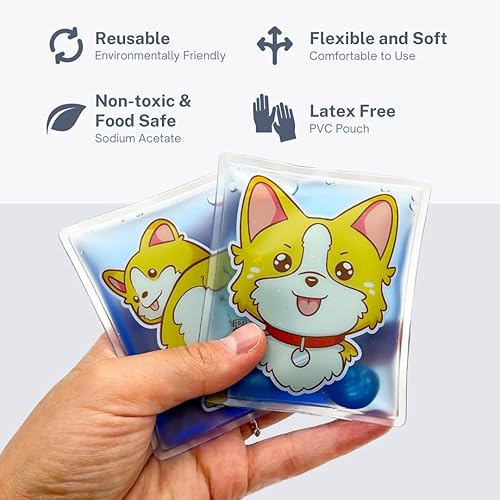 Miniatura 6 de Calentadores de manos de gel - 10a - Calentador de bolsillo reutilizable, arte corgicalor instantáneo