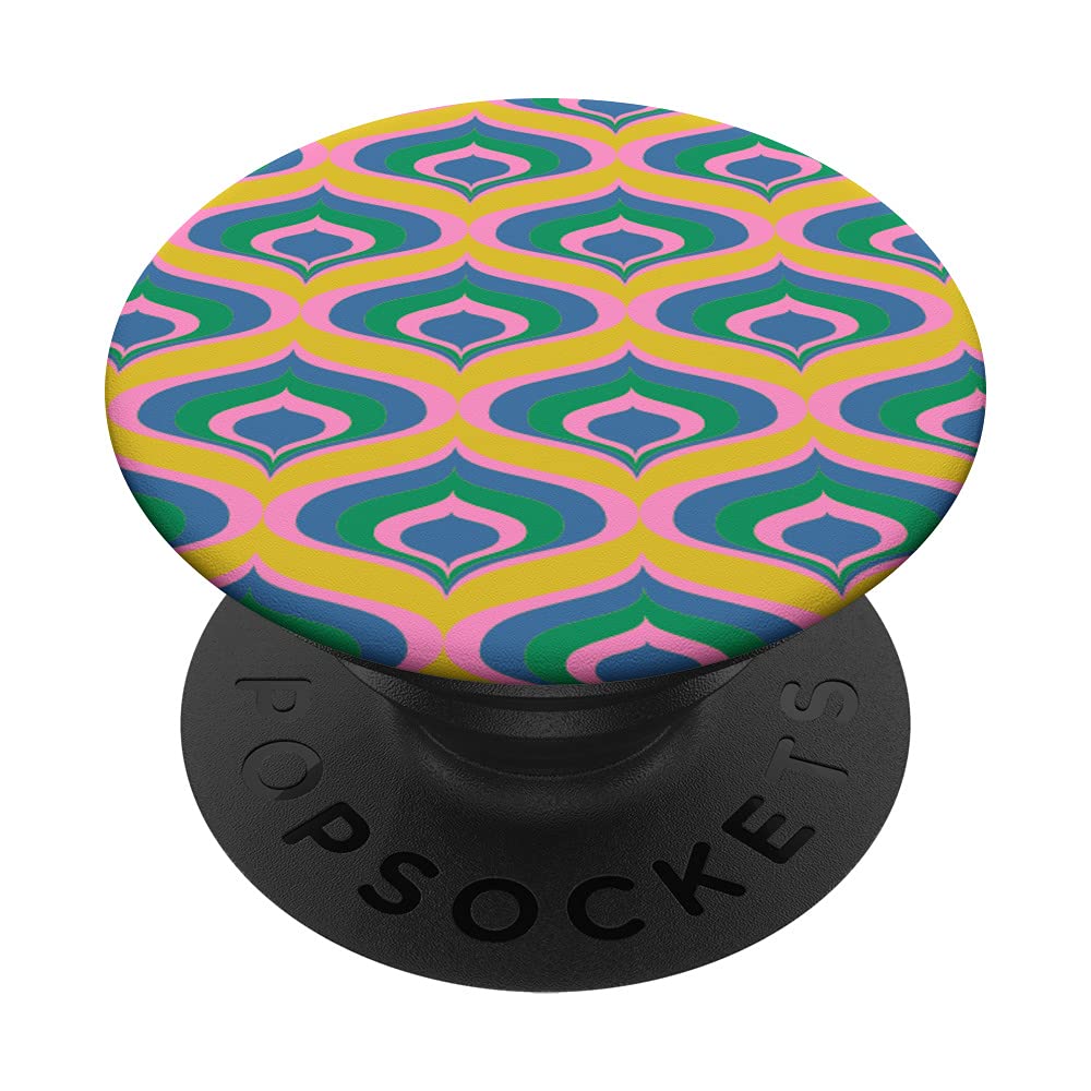 Retro Mid Century Mod Pattern in Yellow Blue Green and Pink PopSockets Swappable PopGrip