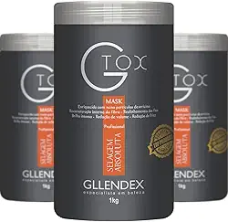 Gllendex G-Tox Máscara de Selagem Absoluta Profissional, 1kg, Redução de Volume e Frizz, Sem Formol