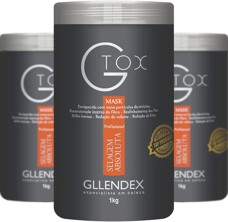Gllendex G-Tox Máscara de Selagem Absoluta Profissional, 1kg, Redução de Volume e Frizz, Sem Formol