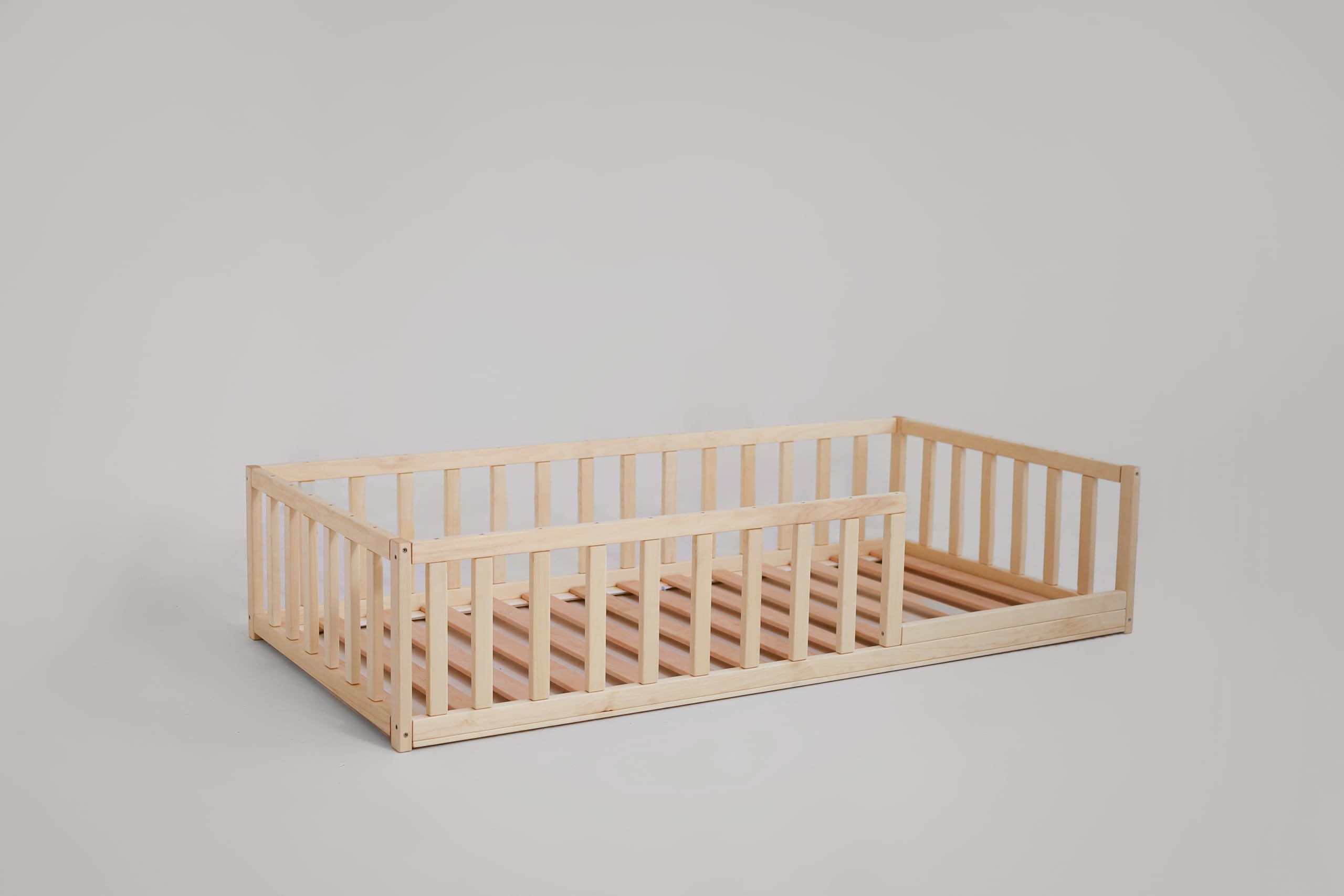 Lit De Sol Montessori Pour Enfant HomeForDreams - Cadre En Bois Naturel 160x90 Cm - Idéal Pour L'Autonomie Des Tout-Petits