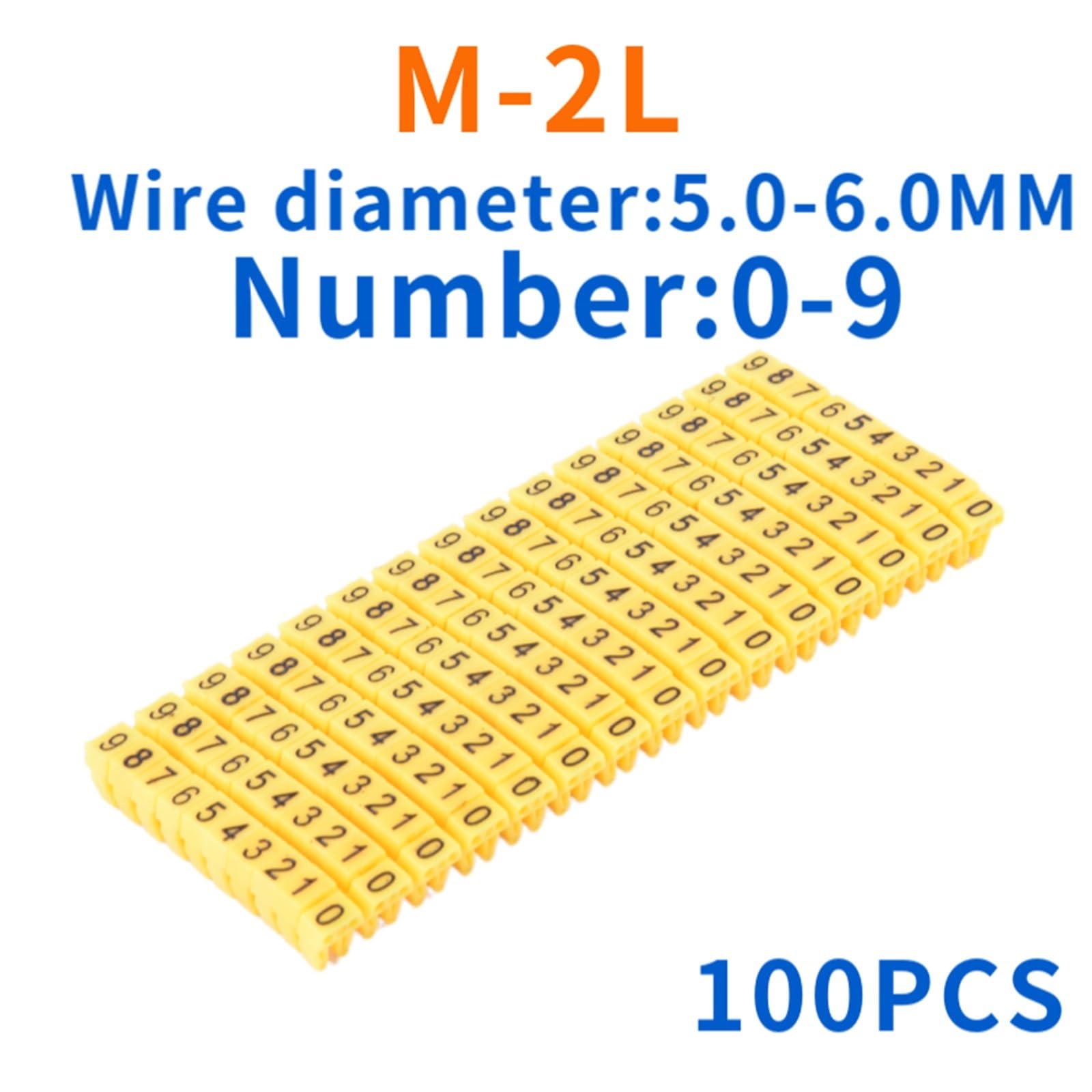 Etykiety Etykiety kablowe 100/150 szt. Kolorowe znaczniki kablowe typu C Etykieta z numerem do kabli 2-10 mm Etykieta do kabli sieciowych Cat5e(Yellow M-2l(5.0mm))