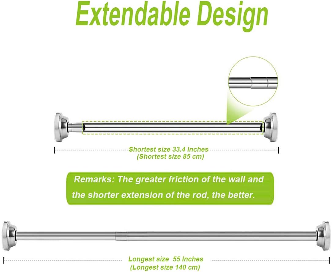 GQC 強力突っ張り棒 85-140cmつっぱり棒極太 ステンレス 強い負荷 ドリル不要 伸縮棒 長さ調節可能 最大耐荷重15kg クローゼットロッド カーテンロッド シャワーカーテンロッド 物干し竿 洗濯干し 布団干し 室内 屋外