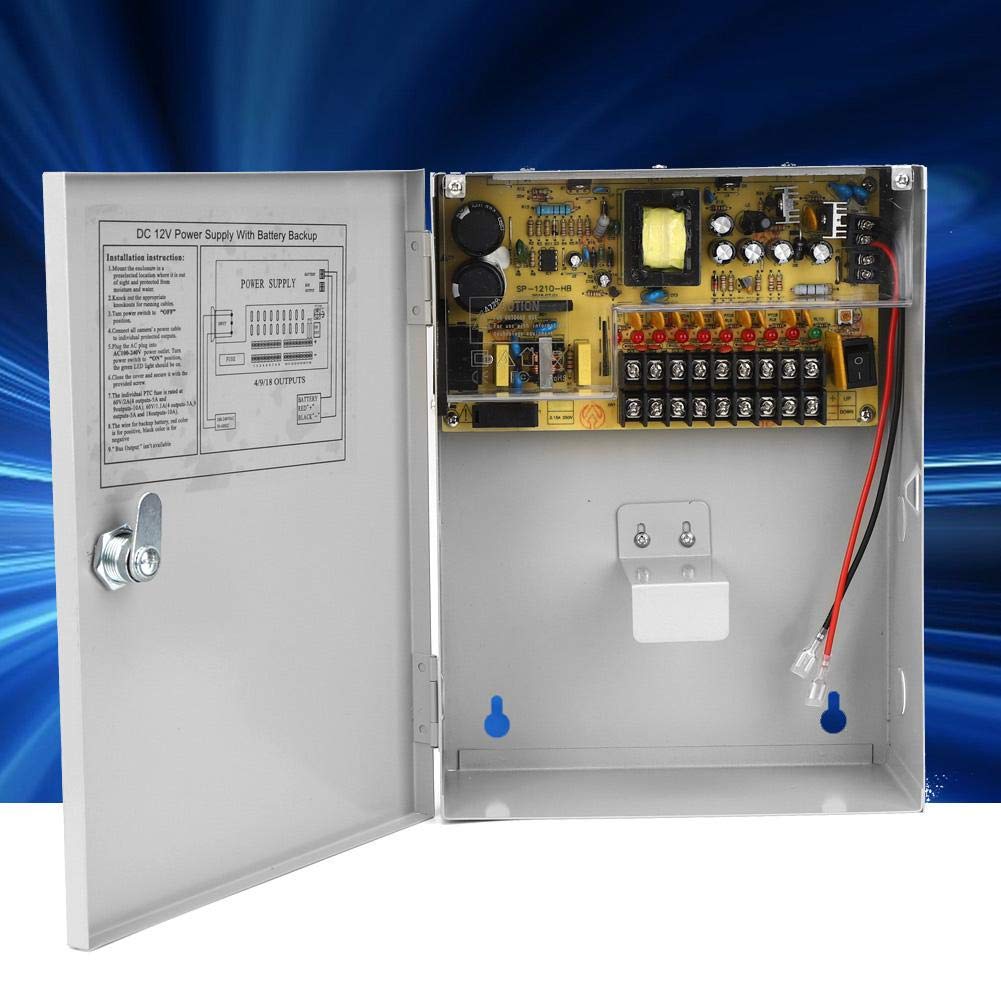 Caja de Fuente de alimentación de Control de Acceso de 12V 10A, Caja de batería de Respaldo UPS PWM con función de Apagado retardado, Caja de Interruptor de Fuente de alimentación