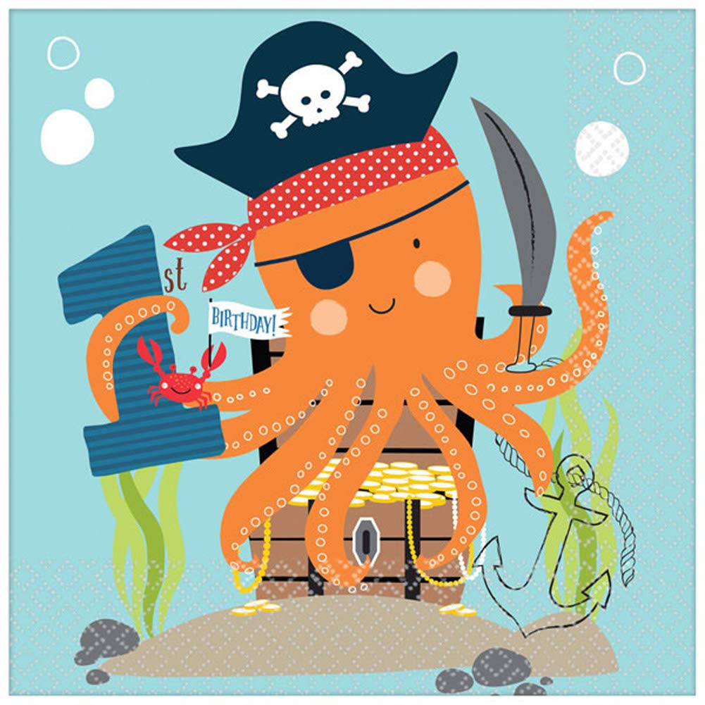 Serviettes en papier amscan Ahoy Nautical pour le premier anniversaire marin de votre bébé
