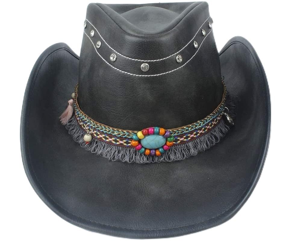 Cappello Outback in Pelle di Alta qualità per Uomini e Donne Cappello da Cowboy a Tesa Larga e Durevole Cappello Jazz Artigianale con Cintura di Sudore