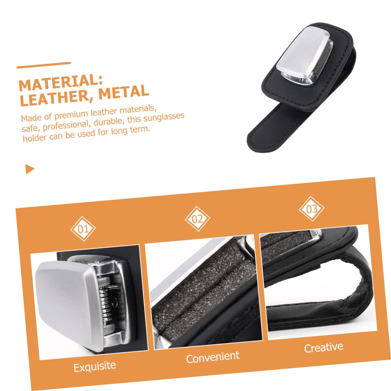 GLEAVI 3piezas Soporte De Gafas De Sol para Coche Piel Premium Clip Multiusos para Parasol Organizador De Gafas y Tarjetas Diseño Compacto y Práctico
