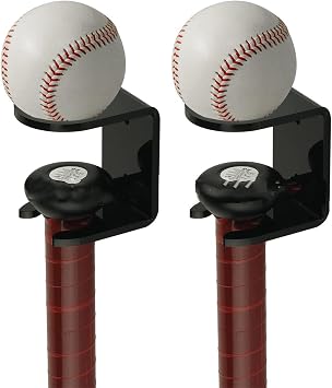 2 PCS Wall Mount Baseball Storage Rack, Acrylic Baseball Bat Holder Sports Equipment Organizer for Bat and Ball Display in Home or Baseball Stadium Black