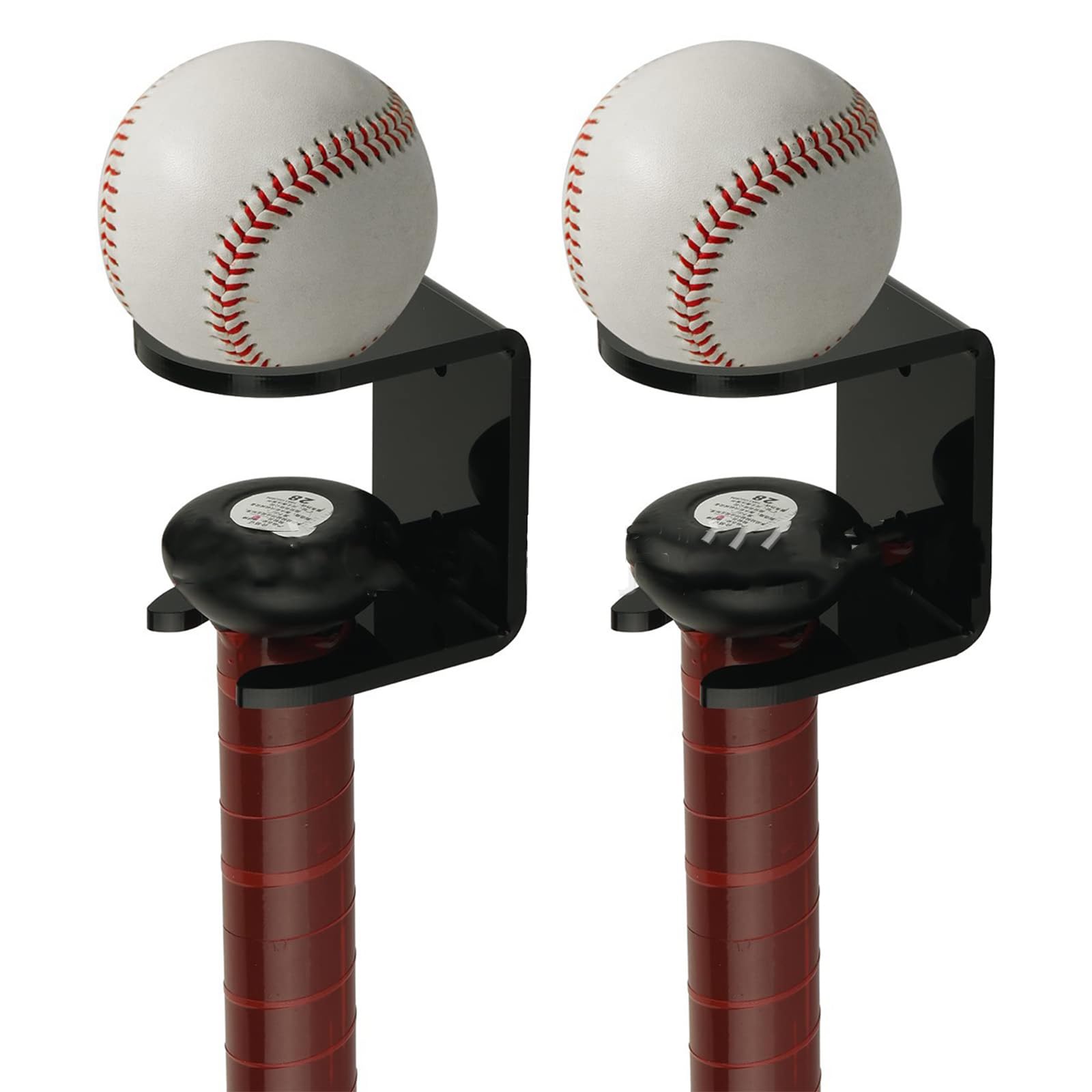 JUMRHFAN 2Pcs Wall Mount Acrylic Baseball Bat Rack (Black)