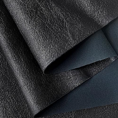 ONEART | Black Faux Leather Fabric by Separated Yard, Marine Vinyl Fabric for Crafts, Soft Grain Upholstery Fabric, 36"x54"