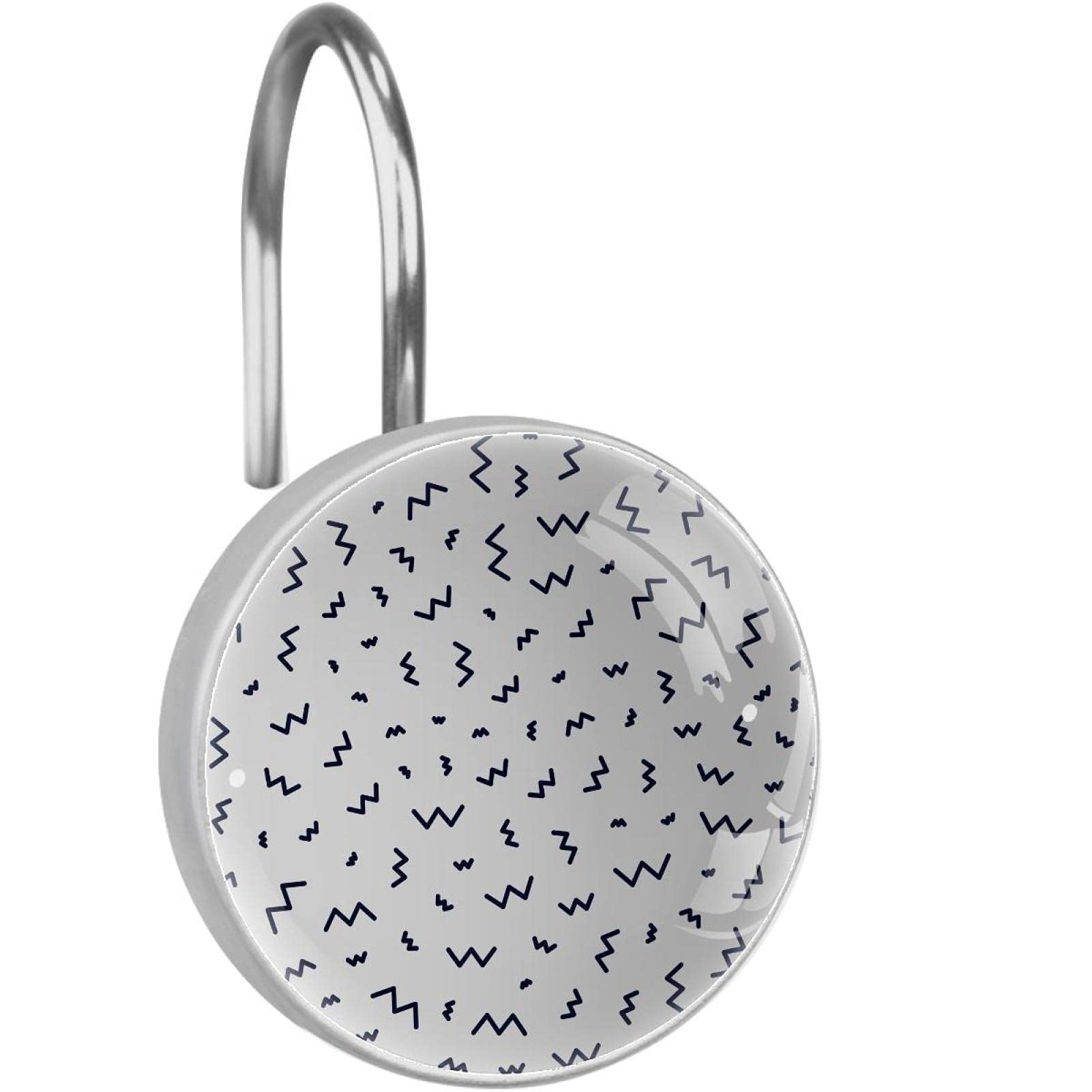 Crochet rideau de douche Memphis noir ondulé en acier inoxydable x12