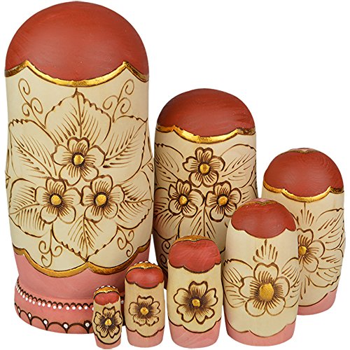 YAKELUS professionelle Matrjoschka-Marke 7 Stücken Matroschka, Matruschka, Matrjoschka,Russian Nesting Dolls,7-TLG handgemacht Das Lindenholz Geschenk Spielzeug 0707