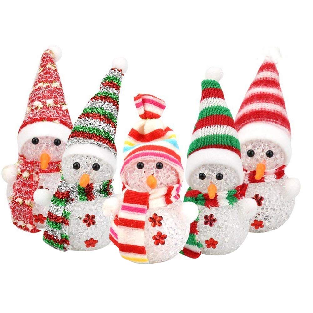 Apofly 8pcs Snowman Led Night Light Decorative Lights for Christmas Party, Personalised Christmas Decorations