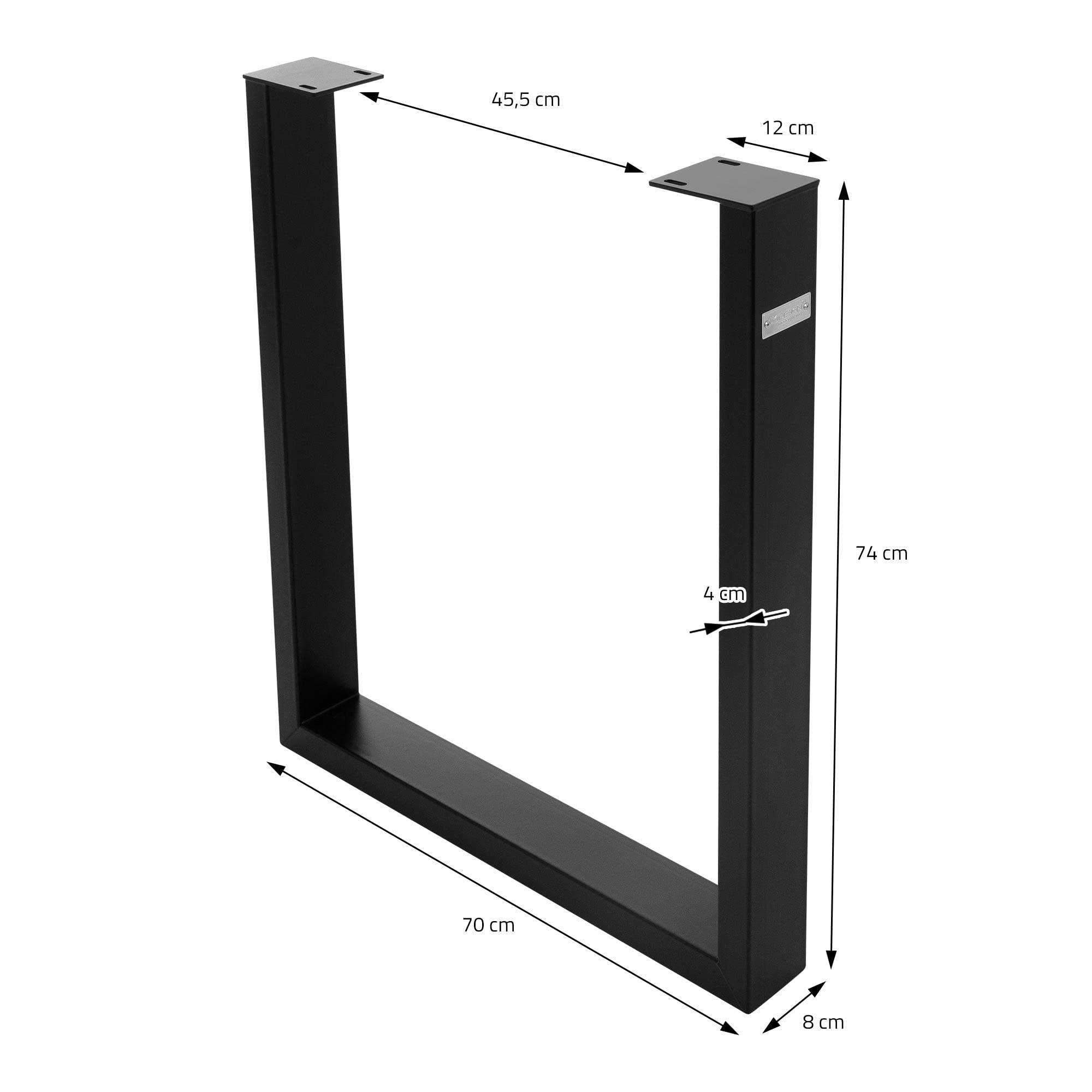 ML-Design Set 2X Base de Mesa en U 70 x 74 cm Soporte Negro Mate de Metal Acero Recubierto de Polvo Bastidor para Escritorio Pata para Consola Sostén para Tablero Pie Armazón Diseño Industrial