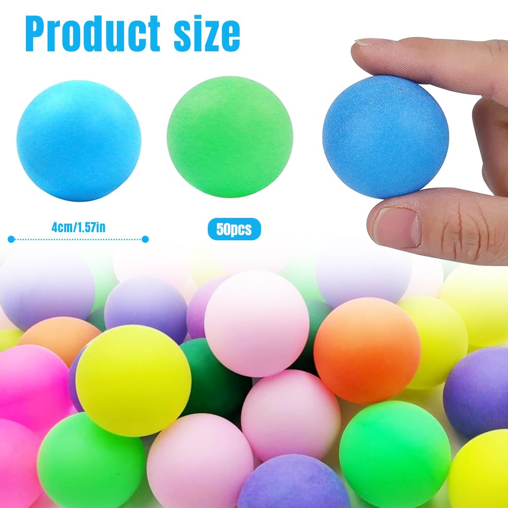 50 palline da ping pong, colori misti, 40 mm, per allenamento e gare