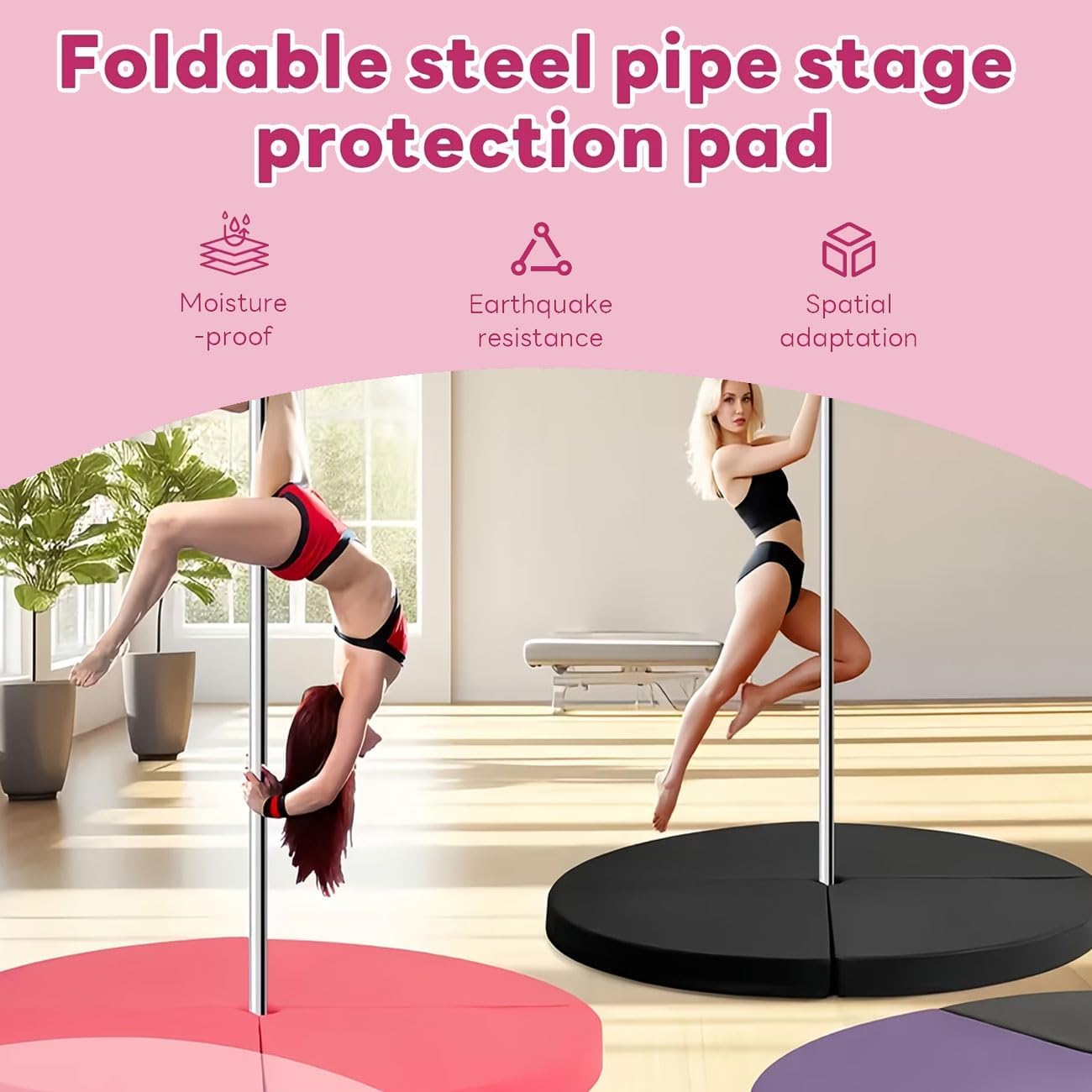 Pole Dance Mat, Round Pole Dance Protective Mat, Non-slip Fitness Mat, Thickness 3cm/5cm/10cm For Dance Studio, Home Training, Pole Dancing, Yoga & Gymnastics, Foldable And Spa