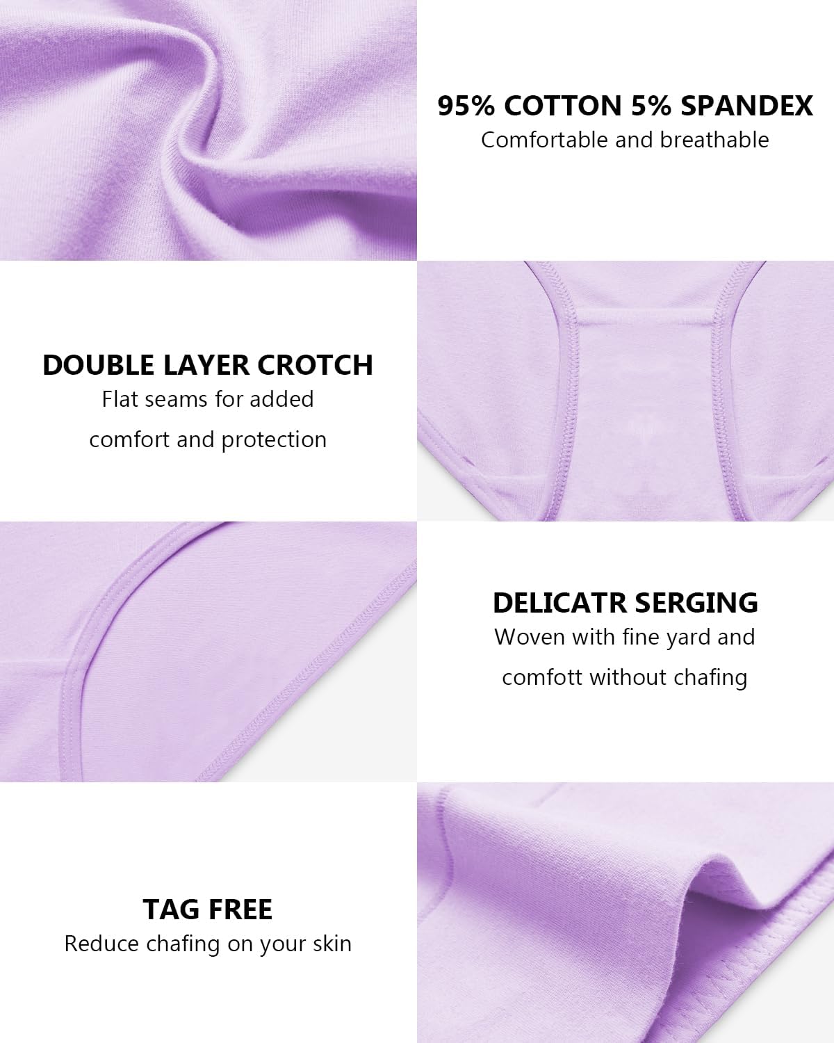 Womens Cotton Underwear Hipster Ladies Panties for Women Mid Rise Coverage Briefs Strech Breathable - 5 Pack - Image 4