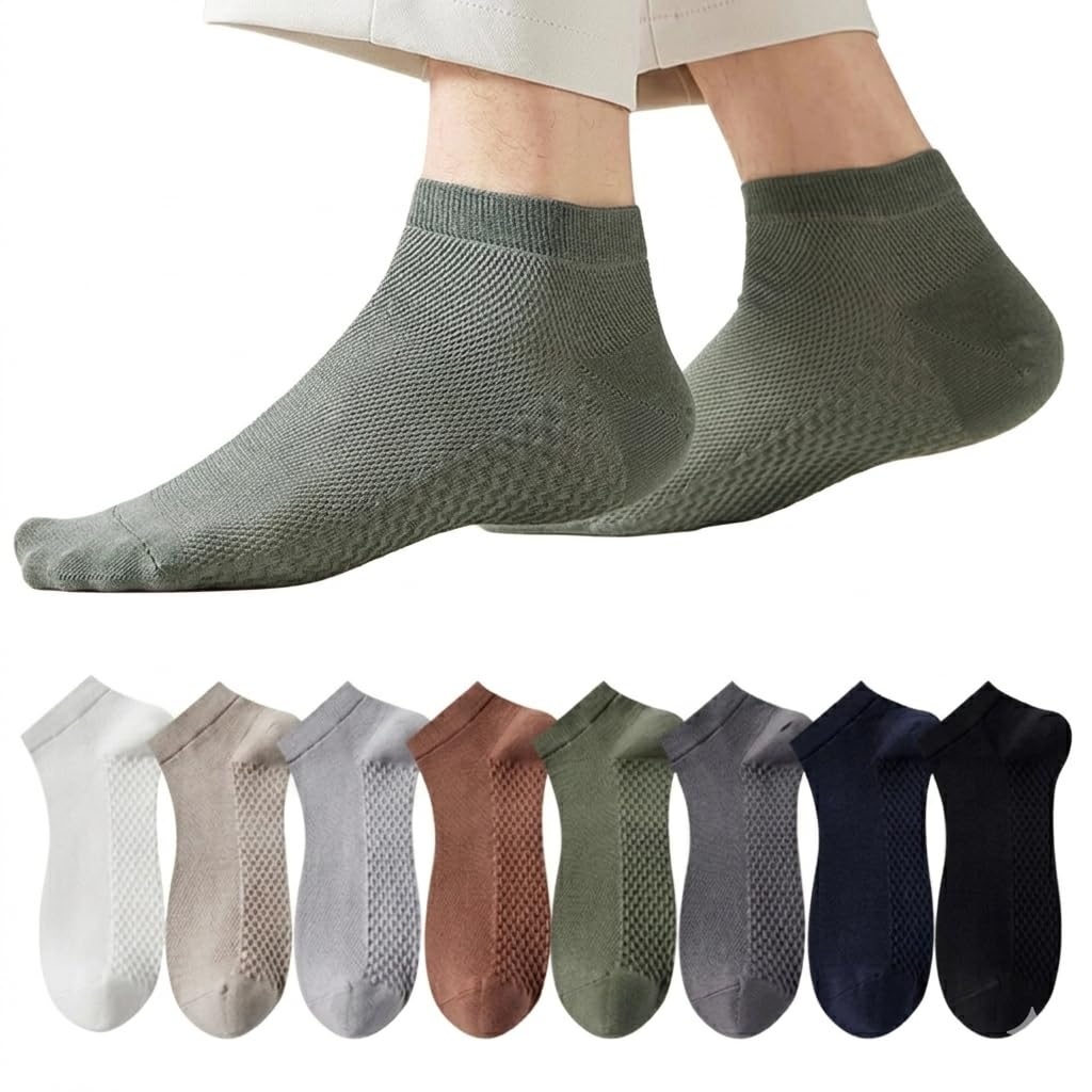 Unisex Ankle Socks, Breathable Mesh, Low Cut, Multicolour, Special for summer, Pack of 8 socks-image-11