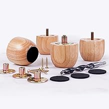 2 Inch Short Wood Furniture Legs Set of 4 - Small Solid Heavy Duty Couch Legs Sofa Legs Replacement, Wooden Furniture Risers Feet for Cabinet, Bench,Dresser,Table,Ottman -Natural Finish