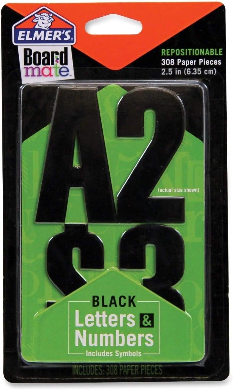 Elmer's Project Popperz Repositionable Paper Letters and Numbers, 300  Glue and Stick Pieces, 2.5 Inch, Black (E3069)