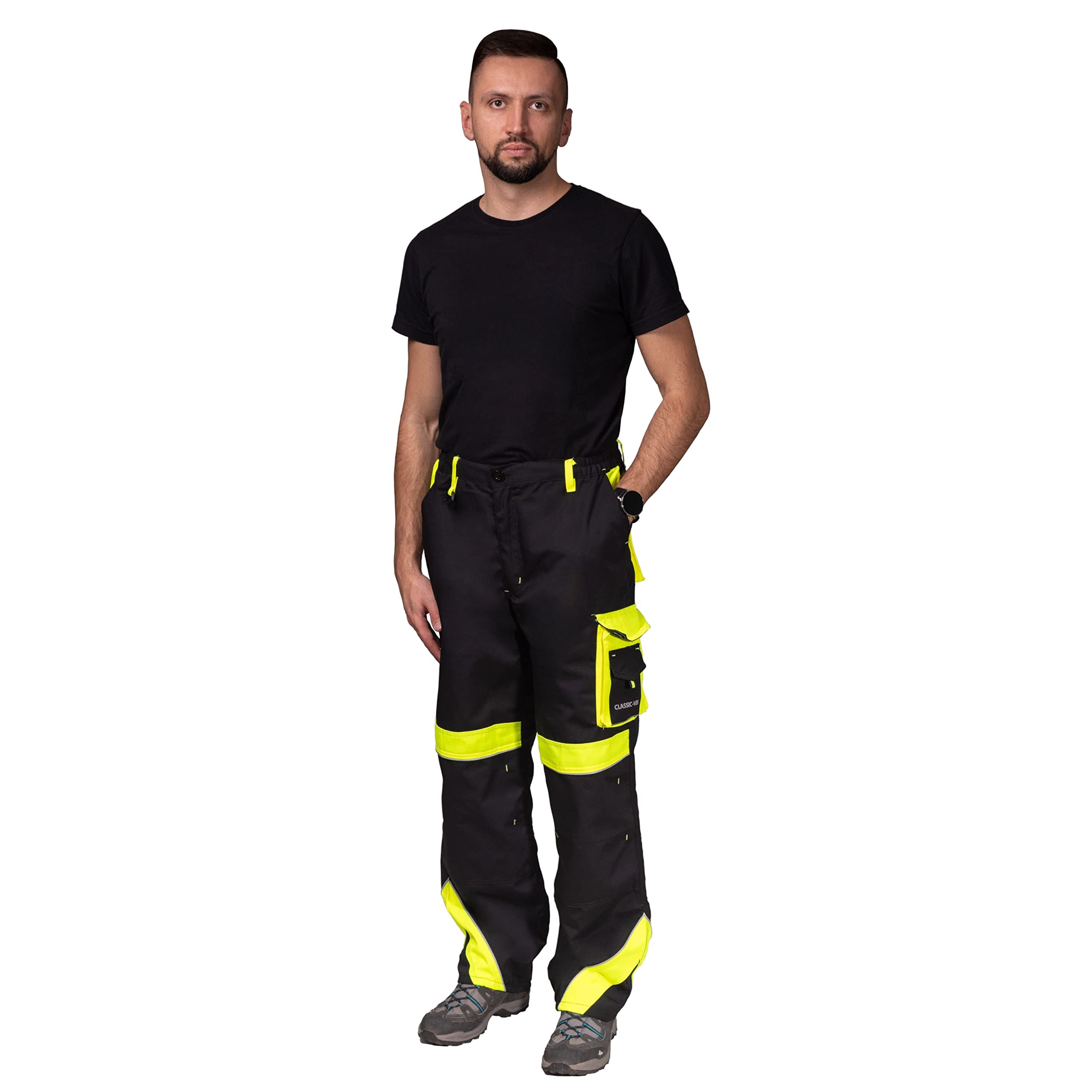 Kombinezony ogrodniczki ogrodniczki męskie Hi Vis odblaskowe spodnie z ochraniaczami na kolana kurtka dostępne idealne do pracy mechanika podłogi Trades