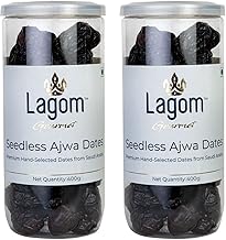 Lagom Gourmet Seedless Ajwa Dates 800g | From Saudi Arabia | All Natural | No Preservatives | No Added Sugar | Gluten Free | Vegan | Plant Based | Non GMO | Dates Dry Fruits | Khajur | Khajoor | Khejur