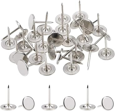100pcs Upholstery Thumb Tacks for Wall,7/16 Inch Wood Thumb Tacks,Upholstery Tacks Decorative for Wood,Sofa, Door, Jewelry Box Silver