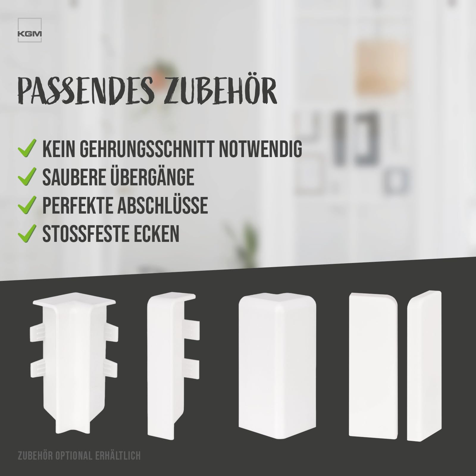 KGM Massivholz Sockelleiste Modern - Weiß - 2400 x 16 x 58 mm - 20 Stk.