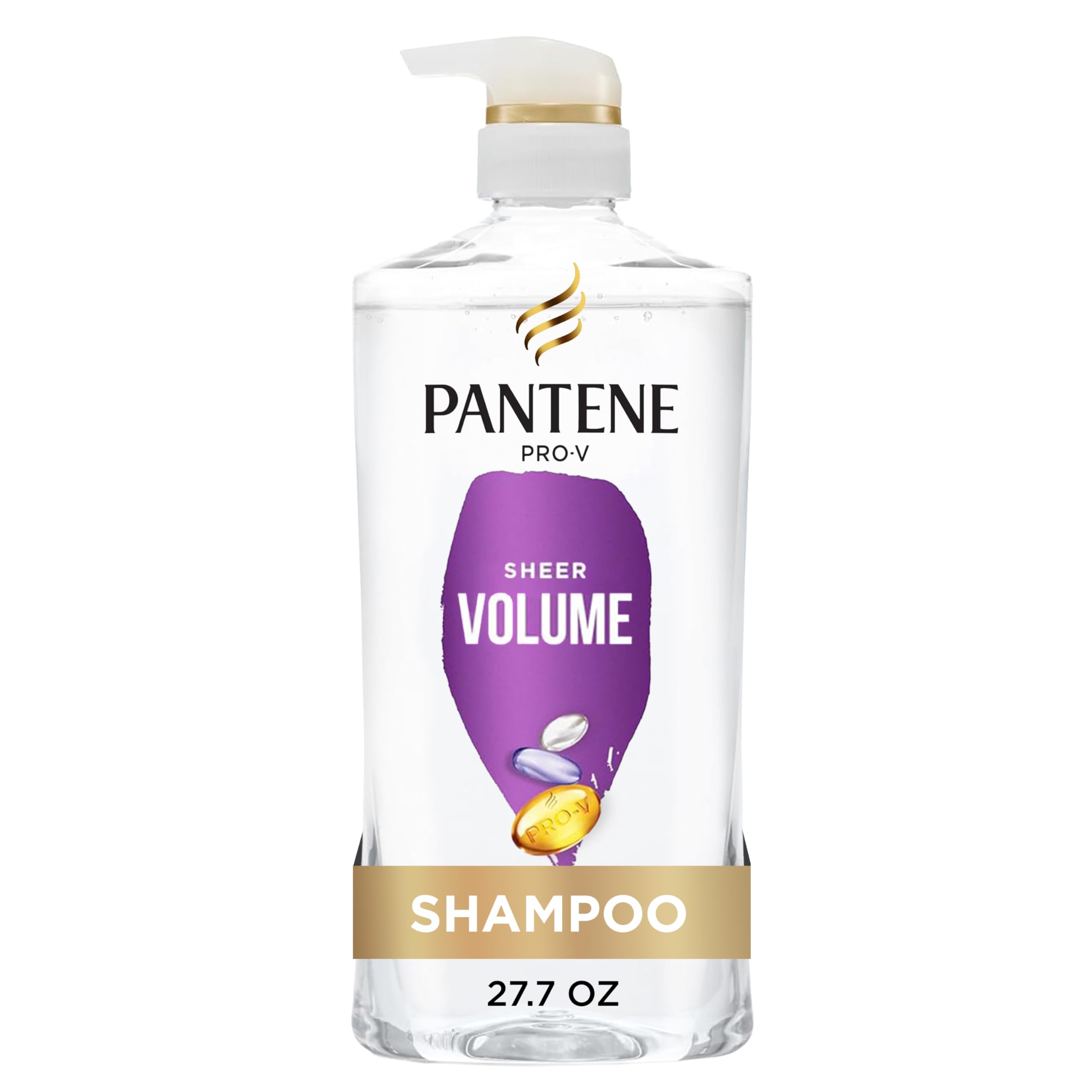 Pantene Shampoo Sheer Volume - 72-Hour Fullness Lightweight Nourishment with Pro-Vitamin B5 Antioxidants Fine Thin Color-Treated Hair Paraben