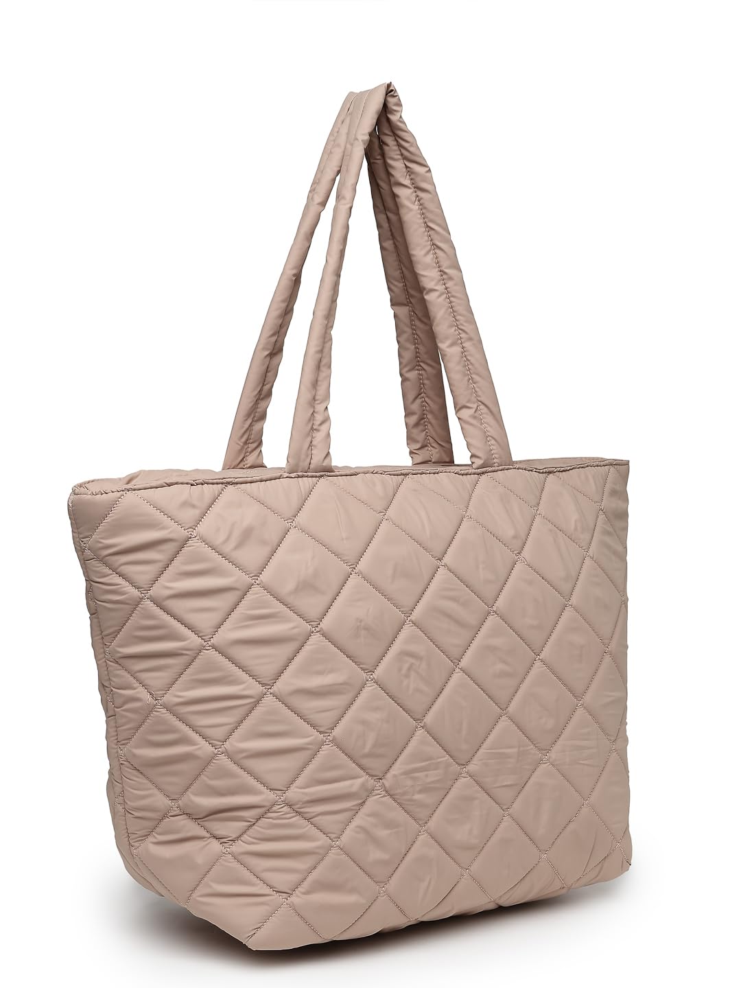 Anekaant Uno Tan Polyester Diamond Quilted Handheld Bag 2