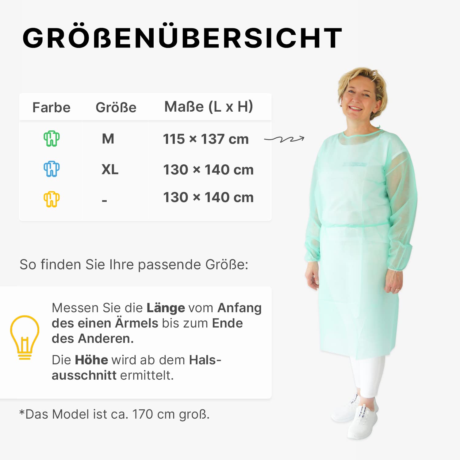 20x ARNOMED® PP,Schutzkittel Einweg Gr. M, Einmalschutzkittel, Vlieskittel, Einwegkittel Schutzkittel mit Druckknöpfen, Einwegmantel Plastik Maleranzug, OP Kittel Lebensmitteltauglich
