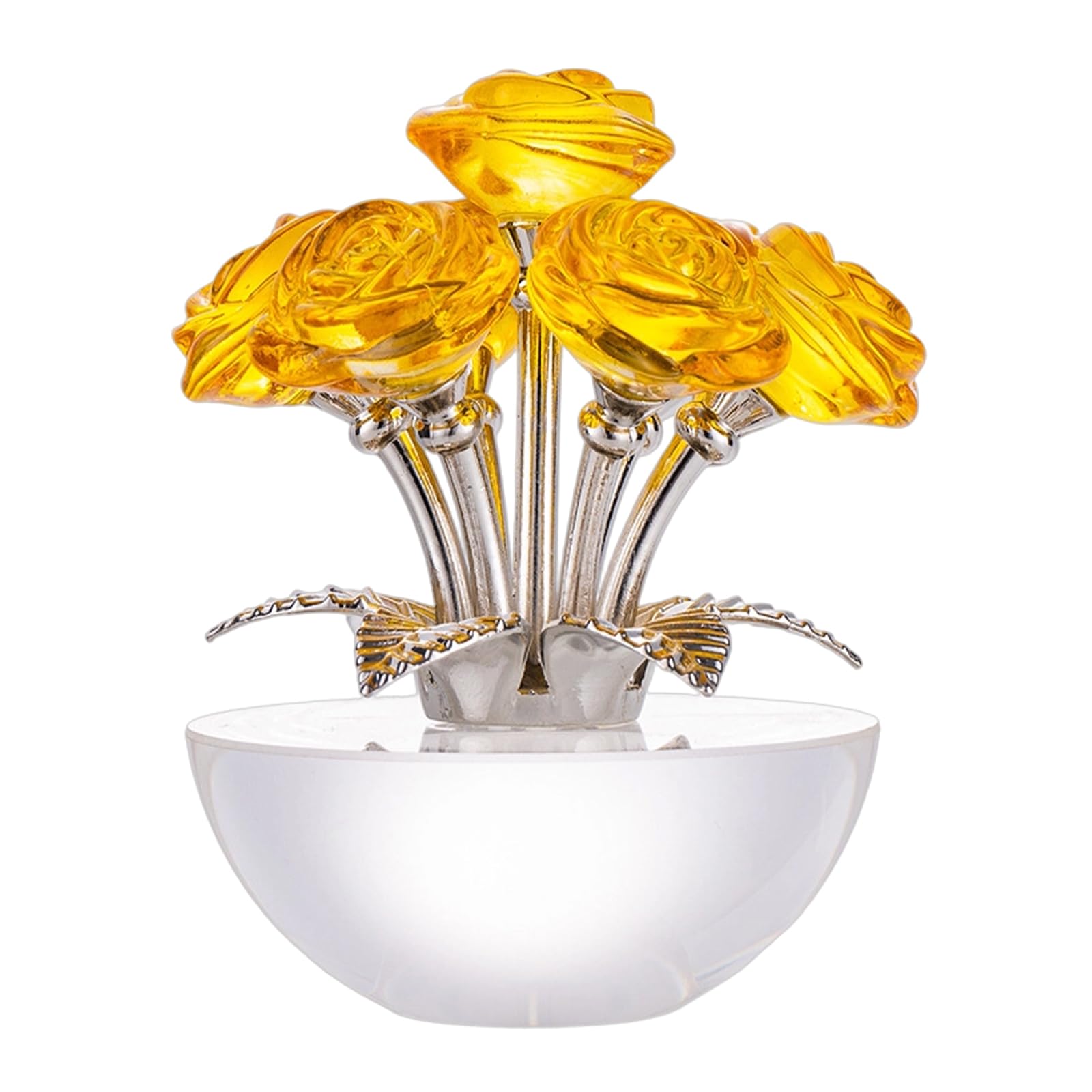 Nucelit Lovely Glass Rose Ornament Sophisticated Addition Sphere Crystal Ornament Realistic Detail Enhances Your Interior Charm Artificial Glass Flower