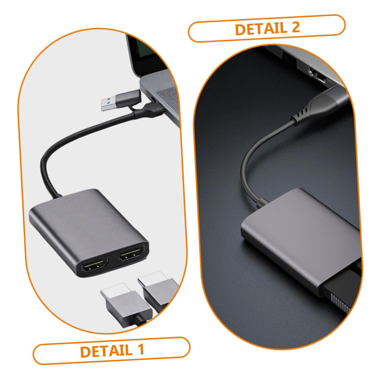 Mikikit Type-c USB Hub Adapter Dual Output for and Supports Dual Screen Display Fast Data Transfer Compatible