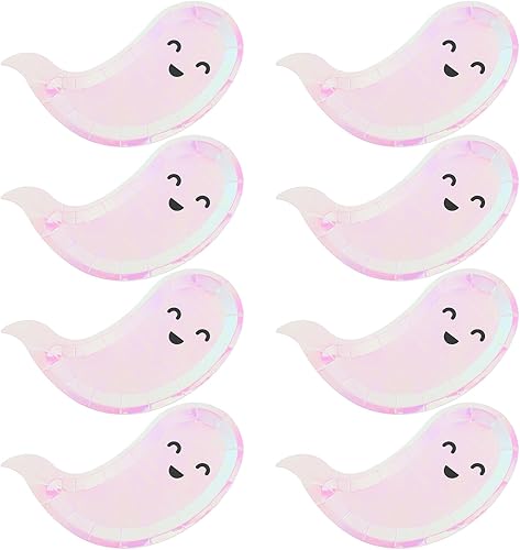 Healifty 40 platos de fantasma de Halloween, para fiestas temáticas de fantasmas, platos de papel para fiestas de cumpleaños, decoración de