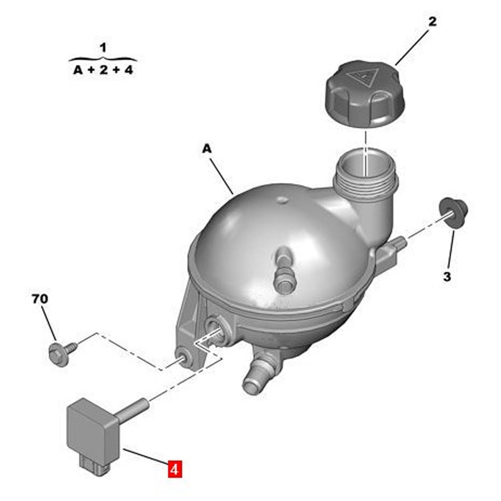 Sensore Livello Acqua Refrigerante, Adatto per C3 DS5, Ricambio per 307 206 405 5008 807, Ulysse Scudo 9646902580, 96 469 025 80, 1306.F0, 1306F0