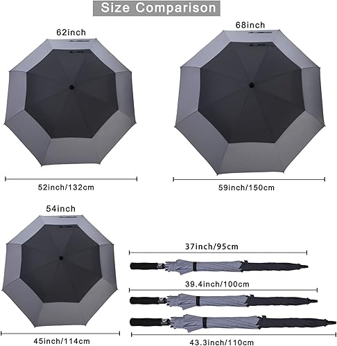 Miniatura 171 de G4Free - Paraguas de golf de apertura automática de 47, 54, 62 y 68 pulgadas - Paraguas extragrande con doble toldo, ventilado, a prueba de viento