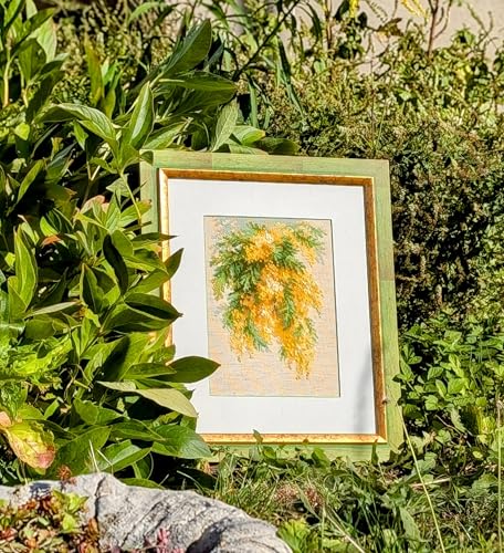 Image of RIOLIS - Mimosa 1615, Floral Cross Stitch Kits 7 inch x 9 inch, Cross Stitch Kits for Beginners & Advanced, Crossstitching Kit Adult, Embroidery Counted Stitching Kit