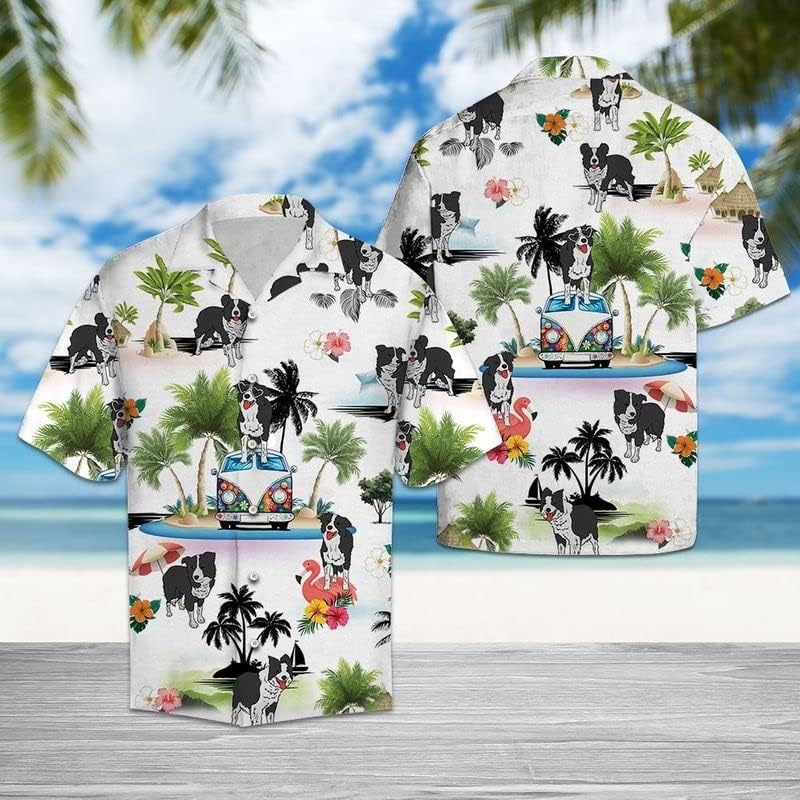 Vista 2 de Camisas hawaianas para hombres amantes de los perros, camisas hawaianas de manga corta para hombre, camisas hawaianas para hombre, serie AOHawaii
