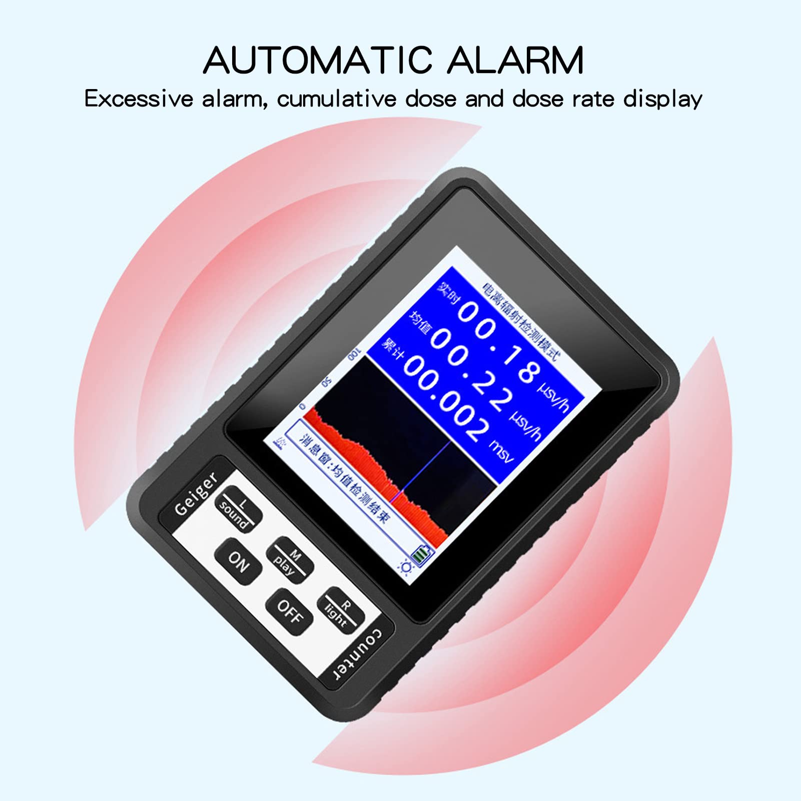 Geigerteller Nucleaire Stralingsdetector Stralingsdosimeter Draagbare Handheld Beta Gamma X-Ray Oplaadbare Stralingsmonitor Meter Professioneel Persoonlijk Dosisalarm