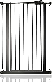 Safetots Extra Tall Metal Safety Gate Pressure Fit, 75cm - 82.6cm, Matt Black, 104cm in Height, Extra Tall Stair Gate, Tall Baby Gate, Easy Installation