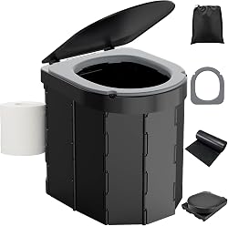 WADEO Portable Camping Toilet, Foldable Heavy Duty Travel…