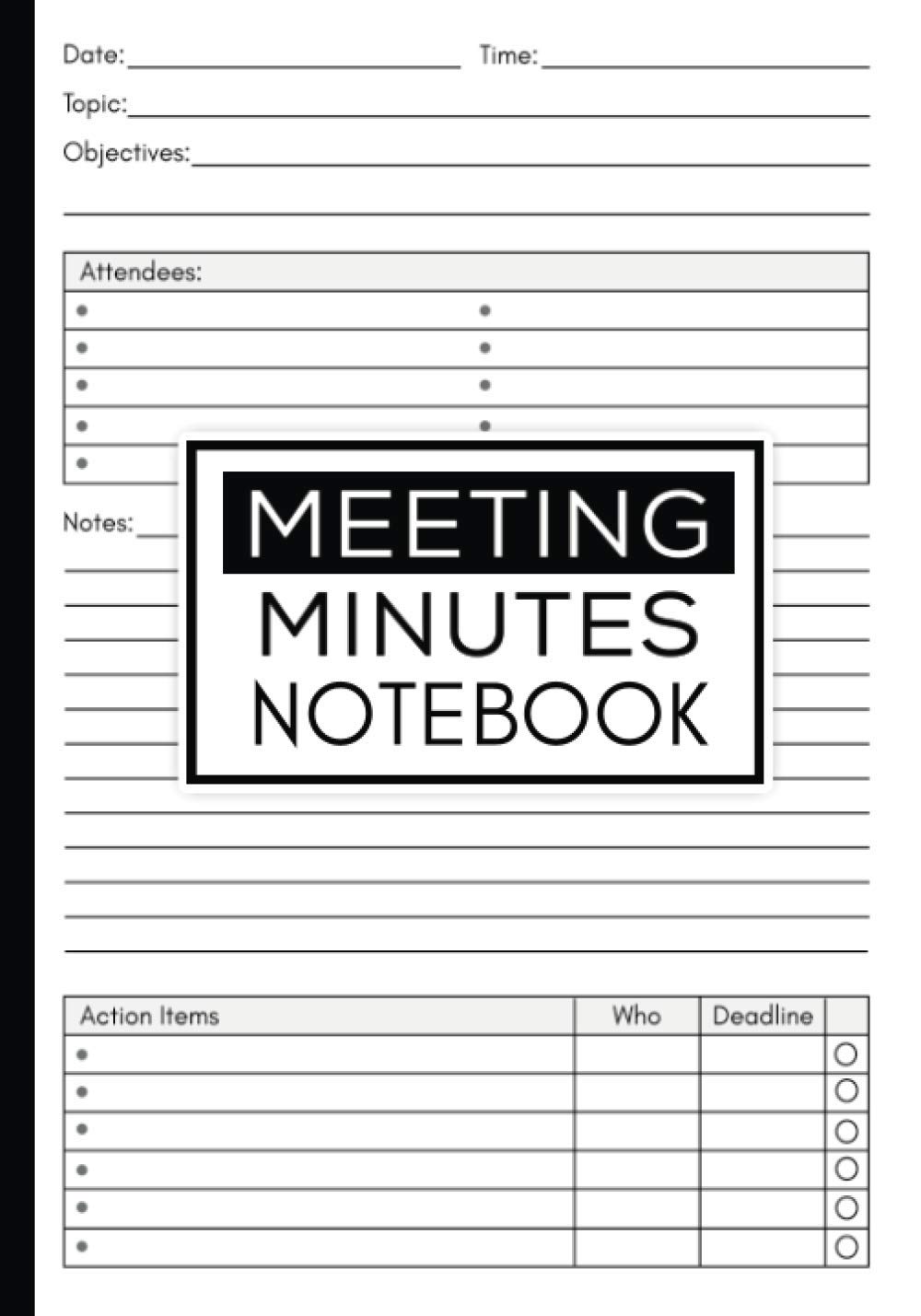 Meeting Minutes Notebook: Meeting Log Book Journal For Business, Secretary Notebook For Organize Works/ Plans, Business/Topics Organizer With To-Do List Notes
