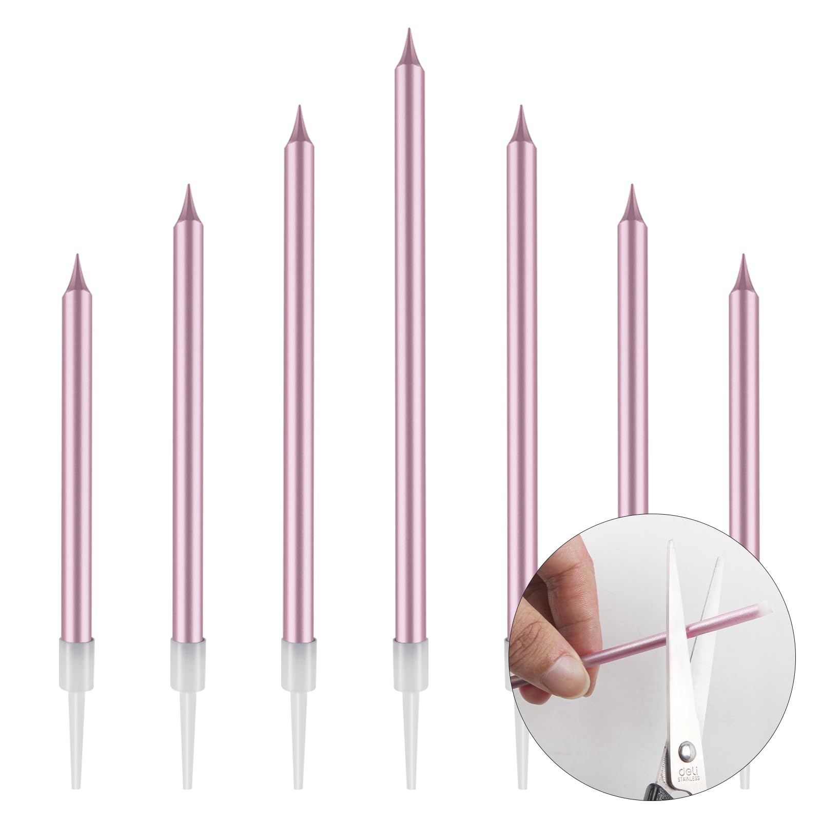 48 velas de cumpleaños, velas largas y finas para tartas, para cumpleaños, aniversario, boda, decoración de fiestas, niños y adultos (oro rosa)