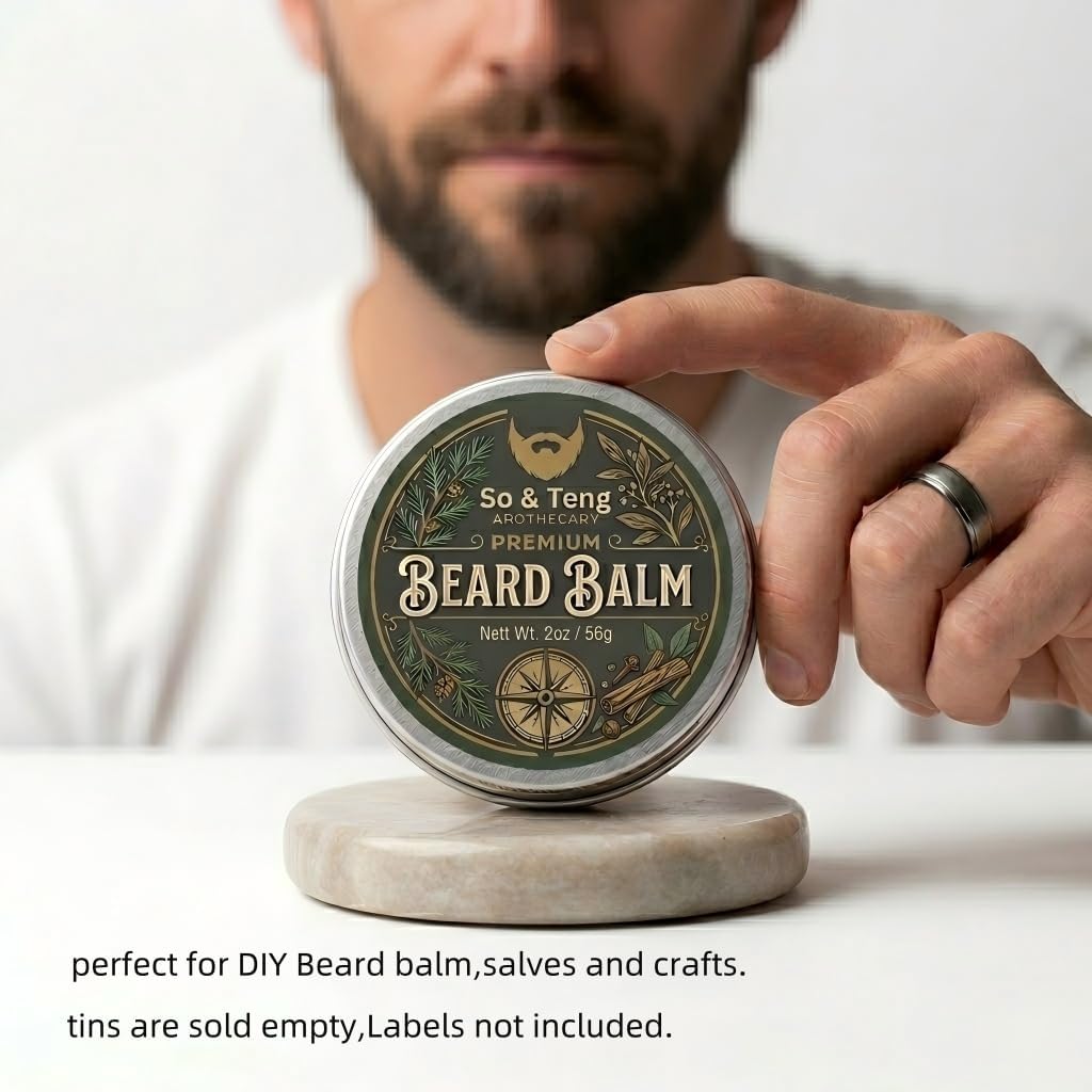 2 oz Aluminum Tins with Lids, 12 Pack 60ml Metal Salve Containers for Ointment & Lip Balm, Refillable Travel Cream Containers for Cosmetics, Crafts, Beard Care, Soteng