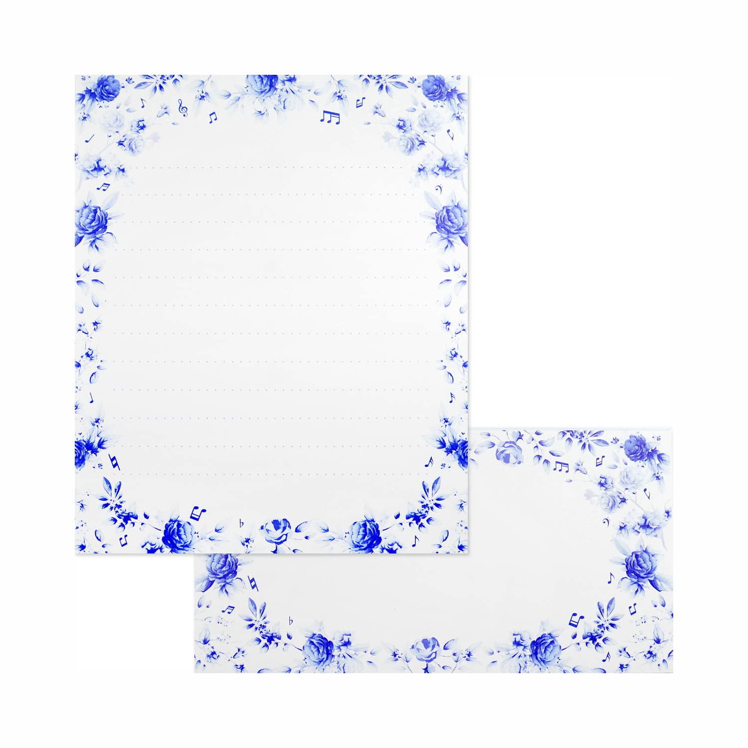 Frontia Floral Writting Papers and Envelopes, Blue Roses, Stationery Set with Envelopes (12 Paper Sheets + 6 Envelopes) for Writing Letter (6 Packs, Bulk Pack)