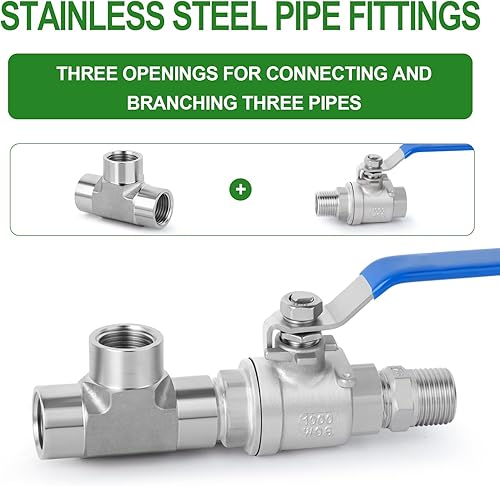 Miniatura 4 de TAISHER 1PCS forja de accesorios de tubería de acero inoxidable 304, accesorios de tubería hembra NPT de 18 "x 18" x 18 "