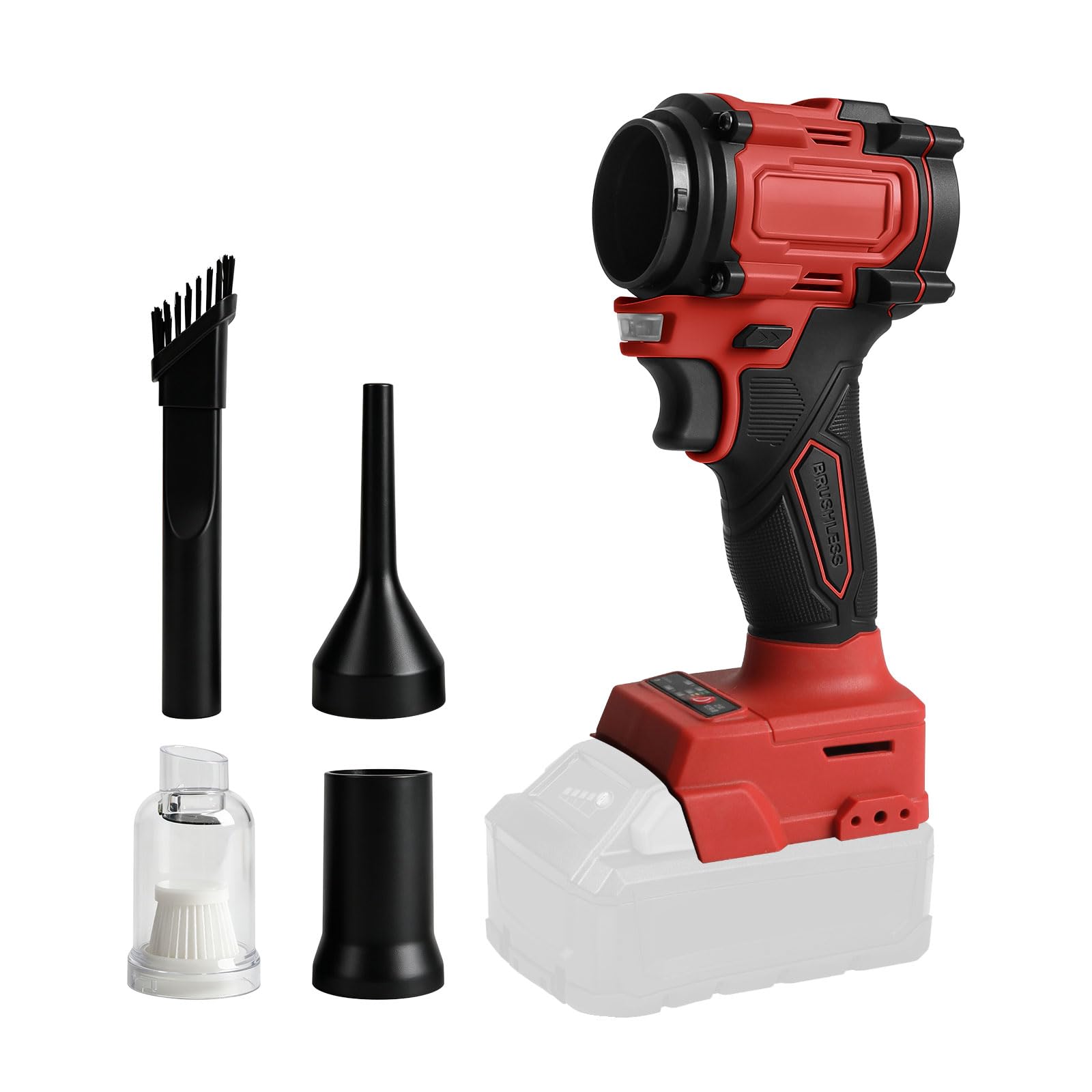 Cordless Air Blower Compatible with Milwaukee M18, Stepless Speeds Handheld Leaf Blower & Portable Vacuum 20000RPM 150W Brushless Compressed Air Duster Car Blower Dryer (Red)